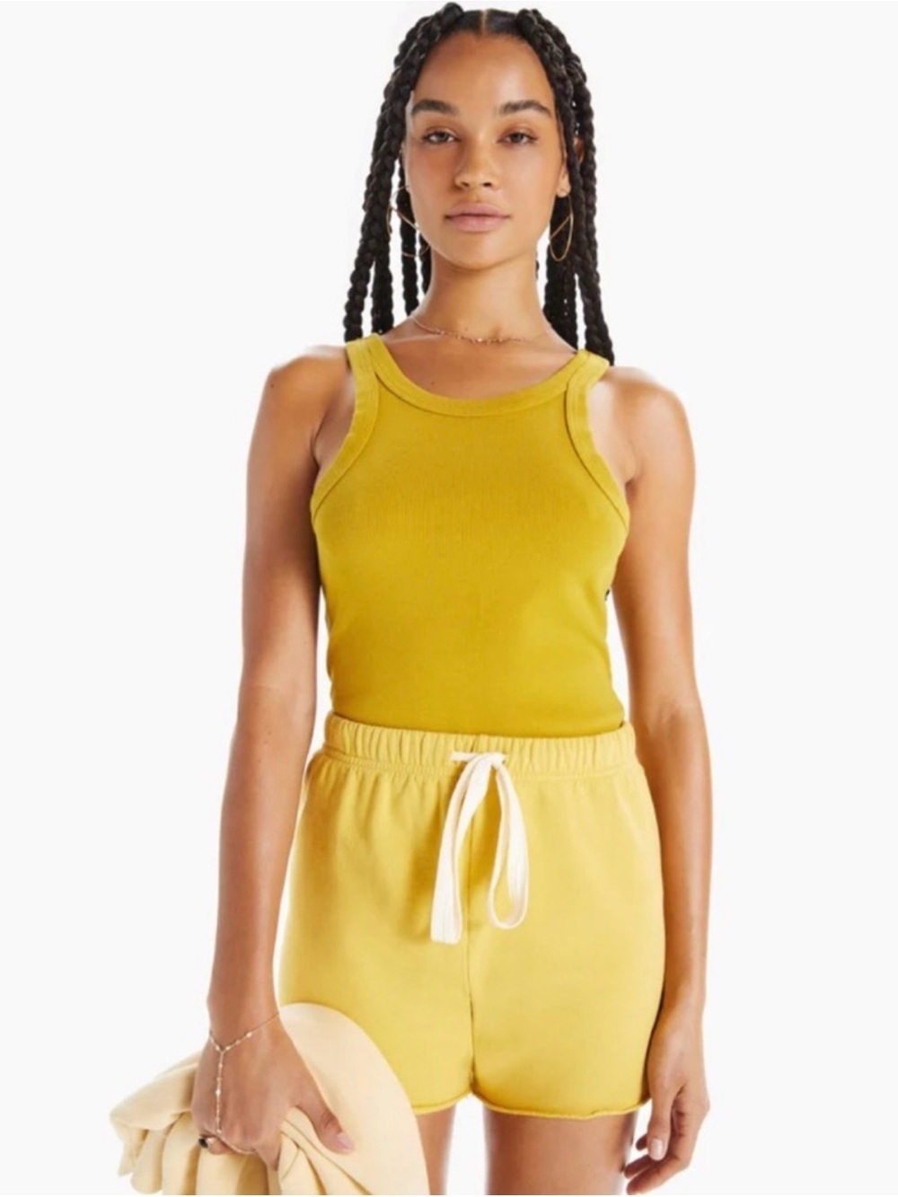 Mother Move It The Chin Ups Tank Top Sulphur Yellow Size Small Ribbed